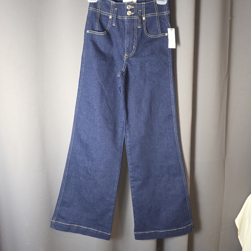 FRAME Le Palazzo Jeans 25 NWT Anthropologie Rinse High Rise Wide Leg Dark Denim